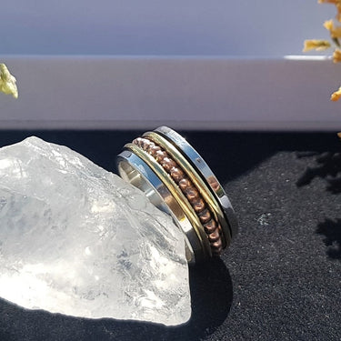 bohemian style spinner ring handmade solid sterling 925 silver